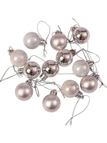 12db-os 2.5cm-es karácsonyi gömb szett - Ezüst