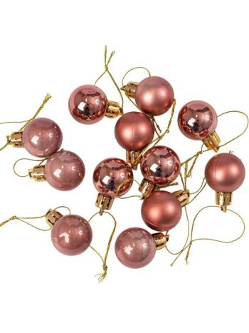 12db-os 2.5cm-es karácsonyi gömb szett - Rose gold