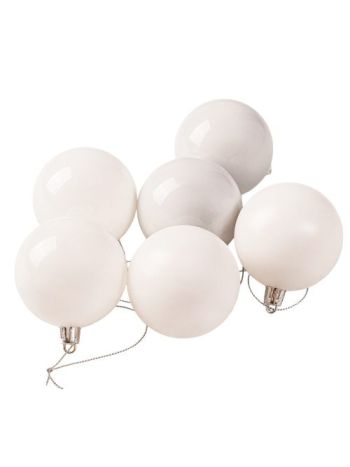 6db-os 6cm-es karácsonyi gömb szett - Fehér/Szürke