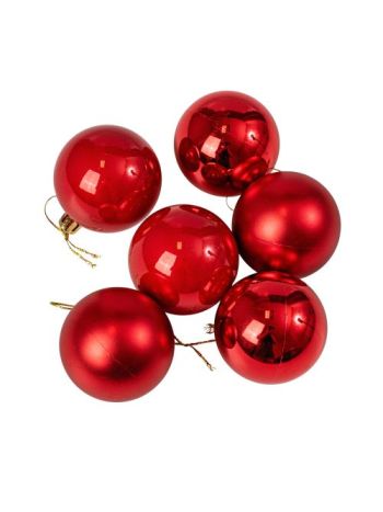 6db-os 6cm-es karácsonyi gömb szett - Piros