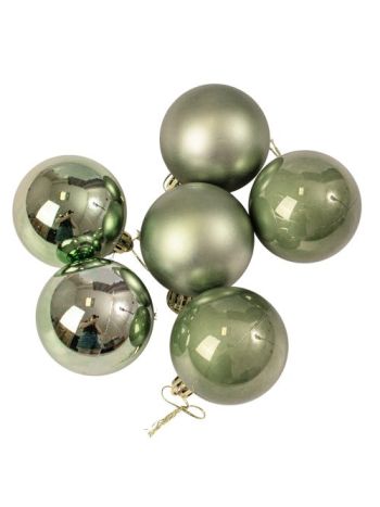6db-os 6cm-es karácsonyi gömb szett - Világoszöld