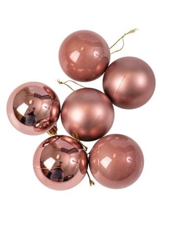 6db-os 6cm-es karácsonyi gömb szett - Rose gold