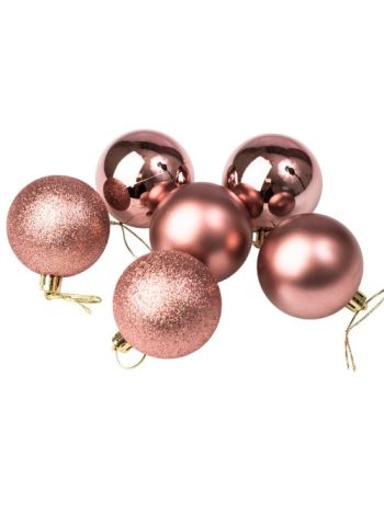 6db-os 6cm-es karácsonyi gömb szett - Rose gold
