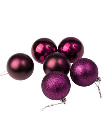6db-os 6cm-es karácsonyi gömb szett - Sötétlila