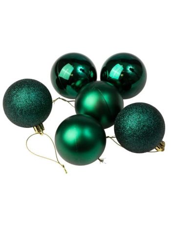 6db-os 6cm-es karácsonyi gömb szett - Sötétzöld
