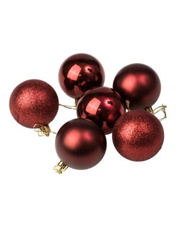 6db-os 6cm-es karácsonyi gömb szett - Bordó