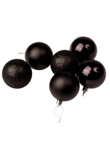 6db-os 6cm-es karácsonyi gömb szett - Fekete