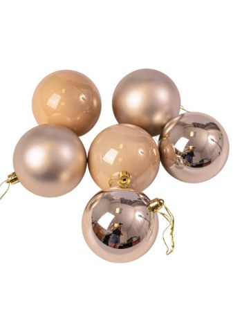 6db-os 8cm-es karácsonyi gömb szett - Pezsgő