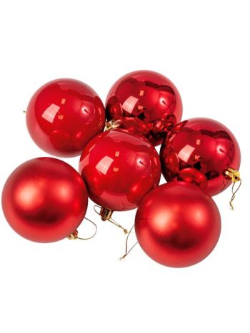 6db-os 8cm-es karácsonyi gömb szett - Piros