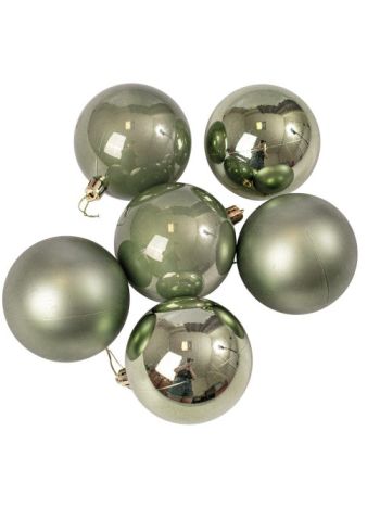 6db-os 8cm-es karácsonyi gömb szett - Világoszöld