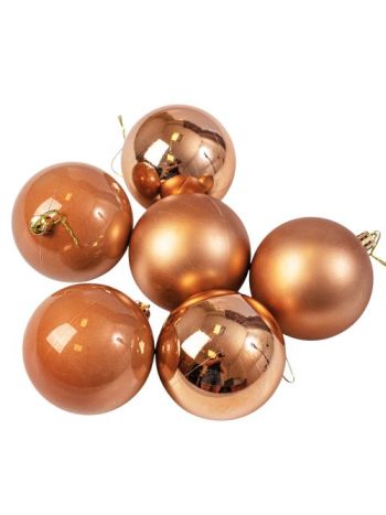 6db-os 8cm-es karácsonyi gömb szett - Világosbarna