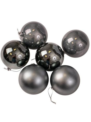 6db-os 8cm-es karácsonyi gömb szett - Grafit