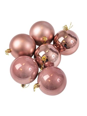 6db-os 8cm-es karácsonyi gömb szett - Rose gold