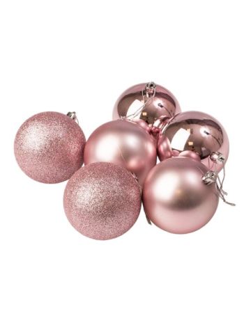 6db-os 8cm-es karácsonyi gömb szett - Rózsaszín