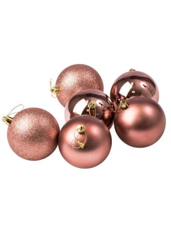 6db-os 8cm-es karácsonyi gömb szett - Rose gold