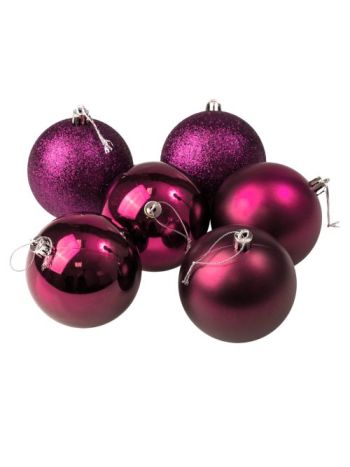 6db-os 8cm-es karácsonyi gömb szett - Sötétlila