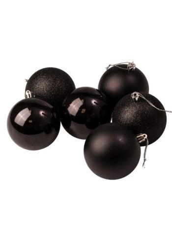 6db-os 8cm-es karácsonyi gömb szett - Fekete