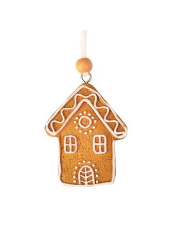 Mézeskalács házikó dísz- polirezin- 5 x 6cm- kreatív felhasználásra va