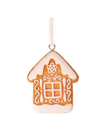 Mézeskalács házikó dísz- polirezin- 5 x 6cm- kreatív felhasználásra va