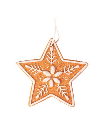Mézeskalács csillag dísz- polirezin- 7cm