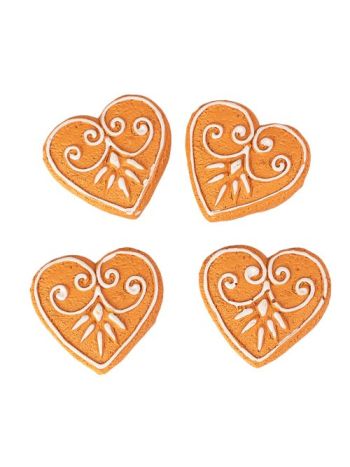 Mézeskalács dísz szett- polirezin- 4 x 3cm- kreatív felhasználásra - szív