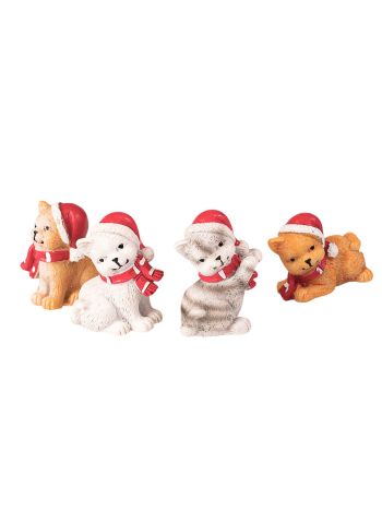 Kiscicás dísz szett 4db- 3-5 x 5 x 3cm- polirezin