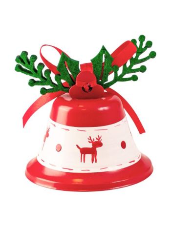 Karácsonyi csengettyű 7.5 x 7.5cm - Fehér/Piros