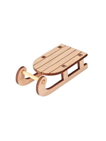 Szánkó dekoráció- fa- 3 x 6cm - Natúr