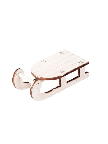 Szánkó dekoráció- fa- 3 x 6cm - Fehér