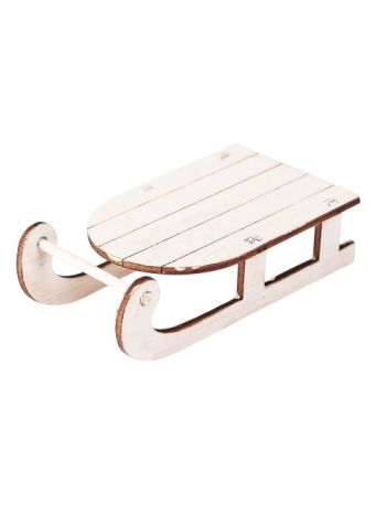 Szánkó dekoráció- fa- 5 x 9cm - Fehér