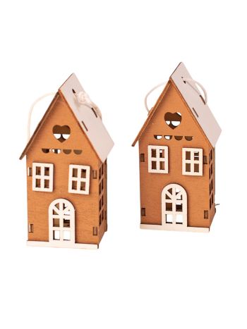 3D fa házikó szett- 4 x 3 x 7.5cm - Barna