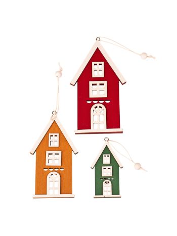 Házikó dísz szett- 8 x 4-5cm / 12 x 6-5cm / 14-5 x 8cm