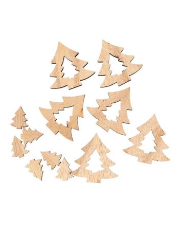 Karácsonyi dekorációs szett- fa fenyőfák- 2-4 cm- 12db. - Natúr