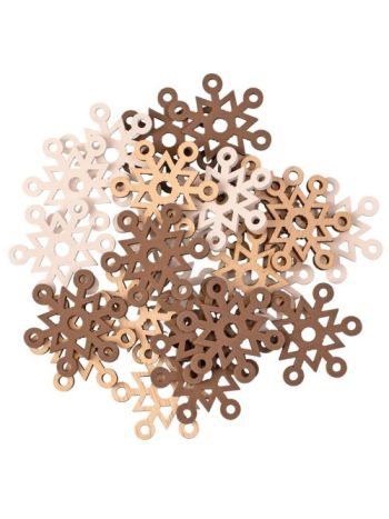 Karácsonyi dekorációs szett- fa hópihék- 4cm- 24db. - Barna/fehér mix