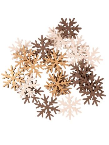 Karácsonyi dekorációs szett- fa hópihék- 4cm- 24db. - Barna/fehér mix