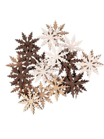 Karácsonyi dekorációs szett- fa hópihék- 4cm- 24db. - Barna/fehér mix