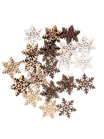 Karácsonyi dekorációs szett- fa hópihék- 2-5cm- 24db. - Barna/fehér mix