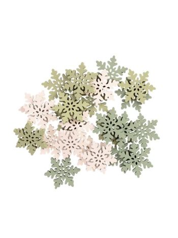 Karácsonyi dekorációs szett- fa hópihék- 3cm- 24db. - Zöld/fehér mix