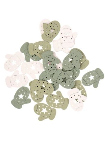 Karácsonyi dekorációs szett- fa kesztyűk- 3-5 x 3cm- 24db. - Zöld/fehér mix