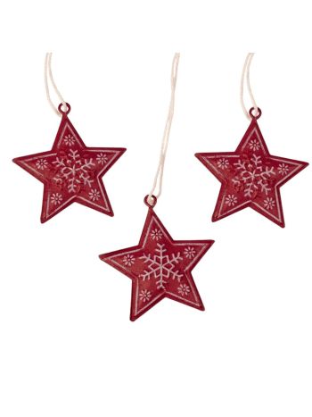 Bordó karácsonyi fém csillag függődísz szett 3db- 18 x 15 x 1cm