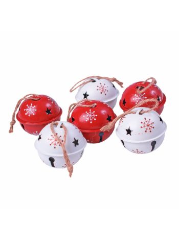 Karácsonyi fém csengő dísz szett 6db- fehér/barna- 27 x 5.3 x 5.3cm