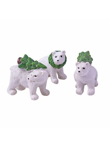 Jegesmedve dekor figura- 3 db-os csomag- 9 x 2 x 10cm - Fehér/zöld