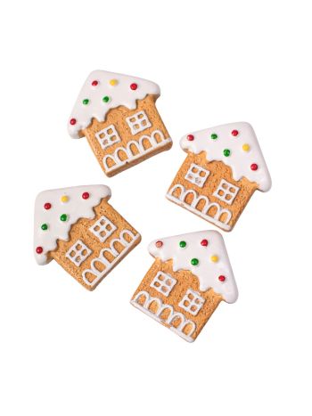 Mézeskalács házikó dísz szett- polirezin- 4 db-os- 10 x 7 x 1.5cm