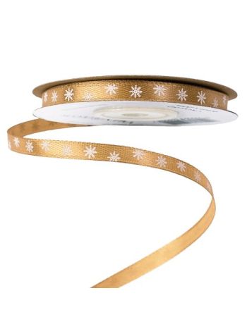 Hópelyhes szatén szalag 6mm x 20m - Aranybarna