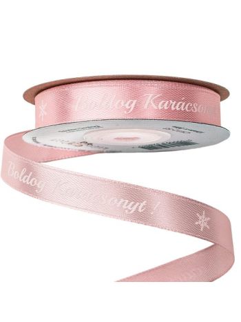 Boldog Karácsonyt! feliratos szatén szalag 12mm x 20m - Púder