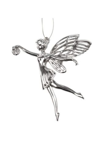 Akril tündérke karácsonyfadísz- 11.3 x 12cm - Ezüst