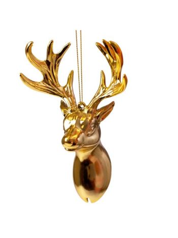 Akril szarvasfej karácsonyfadísz- 14 x 9cm - Arany