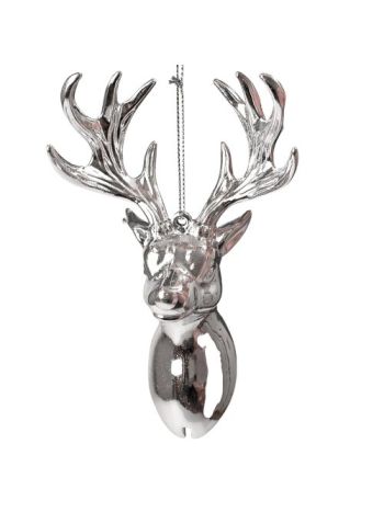 Akril szarvasfej karácsonyfadísz- 14 x 9cm - Ezüst