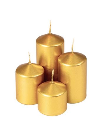 Sada adventných sviečok v tvare valca so schodíkmi - Ø40 x 40/55/70/85 mm - zlatá metalíza