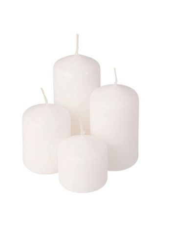 Lépcsős adventi henger gyertya készlet- Ø40 x 40/55/70/85mm - Matt fehér